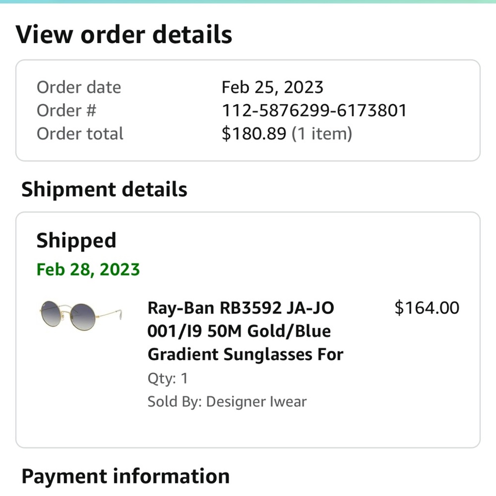 Ray-Ban RB3592 JA-JO 001/I9 50M Gold/Blue Gradient Sunglasses Round Lens - Picture 7 of 7